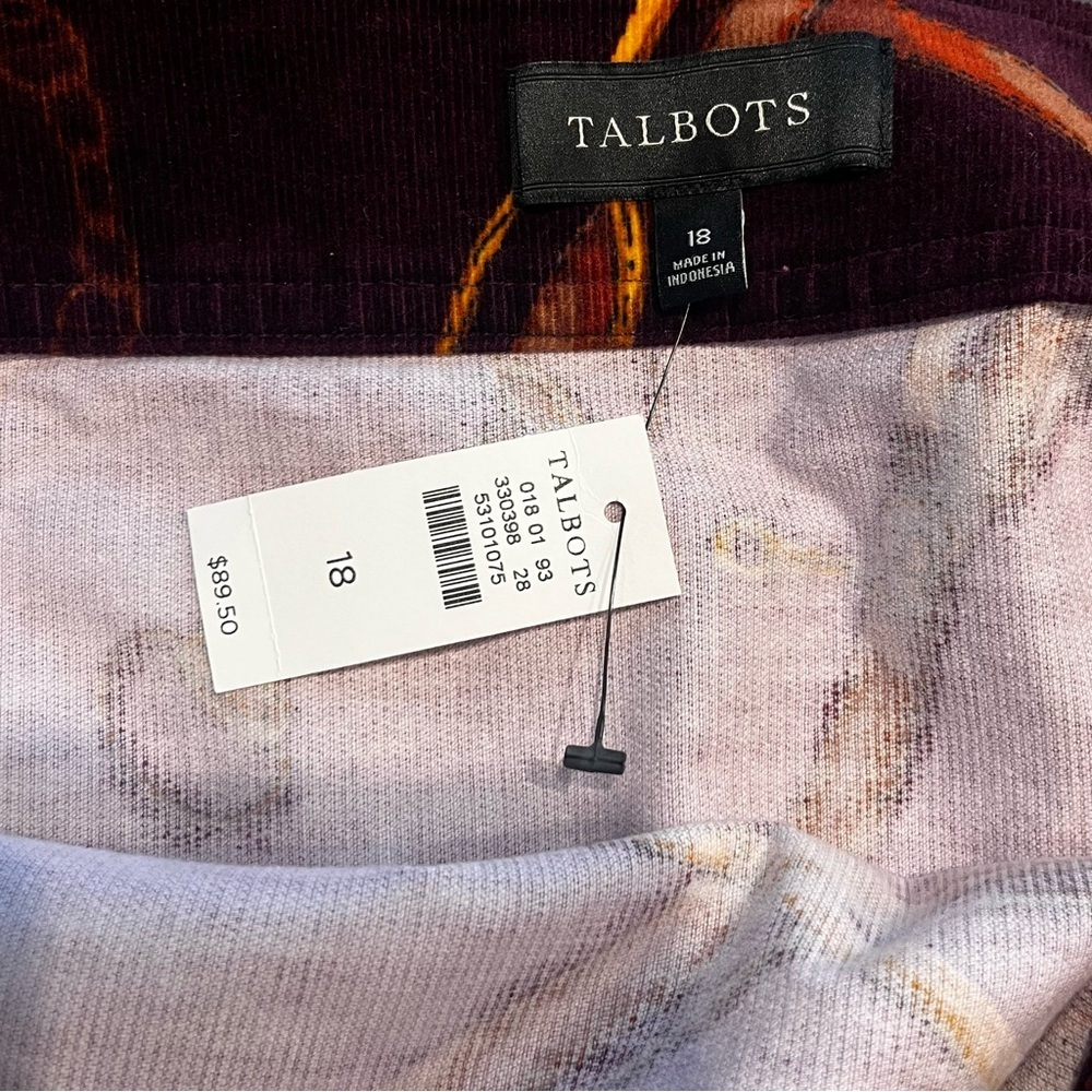 NWT Talbots Equestrian Print Corduroy A-line Skirt 18 - Picture 4 of 8